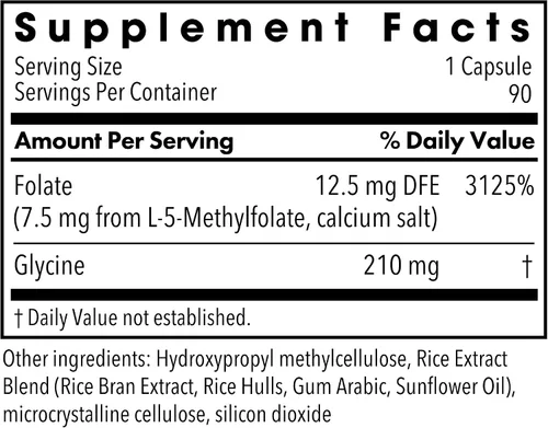 Miniatura 2 de MethylPro L-metilfolato 7.5 mg - Apoya una mentalidad saludable - Folato activo para apoyo de metilación y reacciones bioquímicas - Altamente