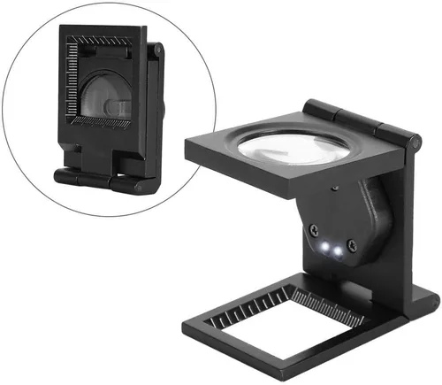 Miniatura 5 de Lupa de 30X para joyeros, lupa plegable portátil de bolsillo con luz LED, lupa de aleación de zinc para reparación de computadora, herramienta