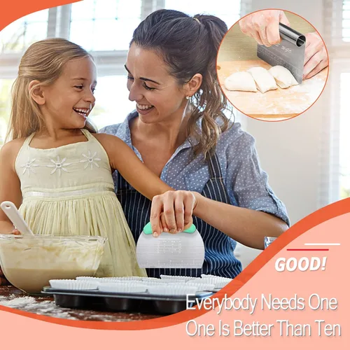 Miniatura 2 de Cortador raspador de masa, cortador de pizza de pastelería, herramienta de acero inoxidable con regla de escala, herramienta de cocina para hornear