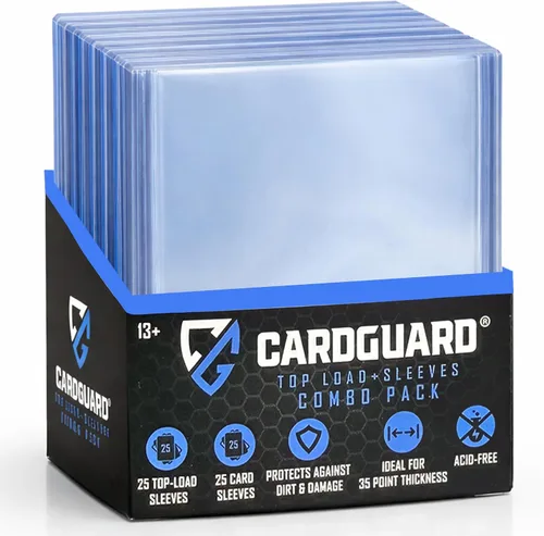 CARDGUARD Cargadores superiores regulares transparentes de 3 x 4 pulgadas para tarjetas con mangas, 25 unidades, protección premium duradera y sin