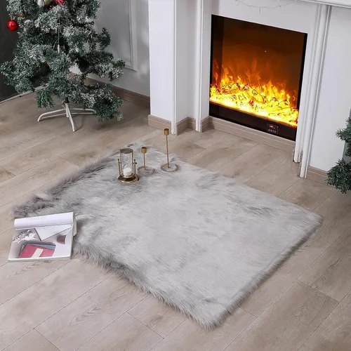 Miniatura 15 de linmopm Alfombra de piel sintética de pelo lanudo esponjoso negro de 2x6 pies para dormitorio, cabecera de la cama, suelo, sala de estar, cojín