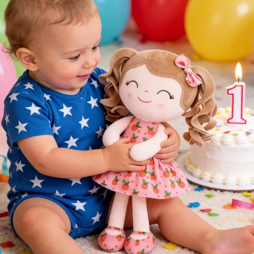 Miniatura 9 de Gloveleya Muñeca Baby Dolls Soft Rag Doll Baby Girl Regalos Curly Spring Girl - Naranja 9 pulgadas