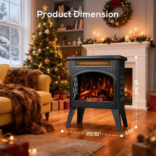 Miniatura 8 de ZAFRO Chimenea eléctrica independiente de 21 pulgadas con control remoto, calentador de espacio de chimenea con color de llama ajustable y brillo