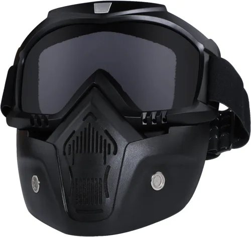 Gafas de montar para casco de motocicleta con máscara facial extraíble, gafas cálidas desmontables a prueba de niebla, filtro de boca ajustable,