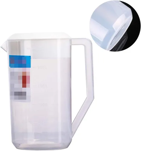 Miniatura 9 de Housoutil Hervidor de medición con escala de 2.5 L de plástico para bebidas con tapa, jarra de agua fría para jugo, té helado, leche, cerveza