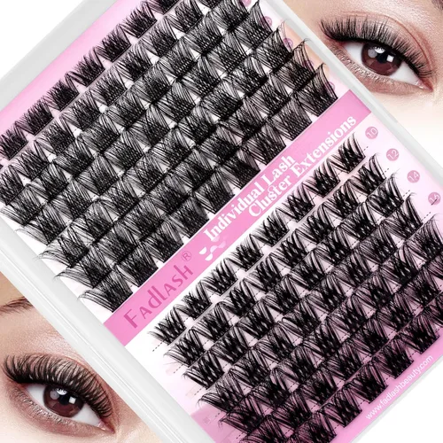Miniatura 11 de FADLASH Extensiones de pestañas en racimo de pestañas de 0.35-0.70 pulgadas, para colocar en casa, rizado D, pestañas individuales en casa