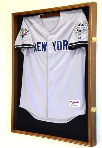 Miniatura 3 de XL Jersey Vitrina 98% Protección UV - Fútbol/Hockey/Béisbol/Baloncesto/Fútbol Shadowbox Montaje en Pared negro (Black Wood Finish)
