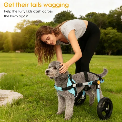 Miniatura 6 de TailWaggers Silla de ruedas para perros para patas traseras Ayuda de movilidad ajustable Ruedas todo terreno