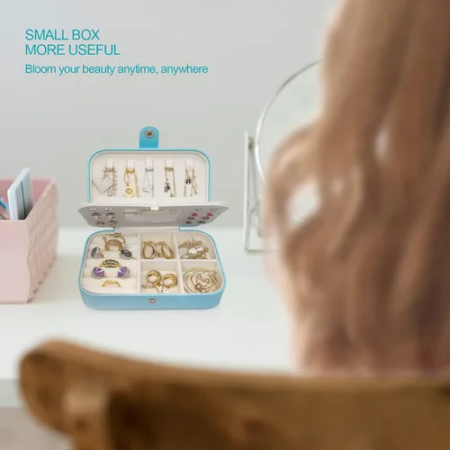 Miniatura 5 de Zoe sunny - Joyero para niñas, organizador de joyas, mini estuche de viaje, pequeño, portátil, para collares, pulseras, aretes, anillos