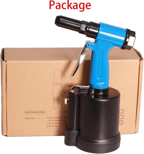 Miniatura 4 de Kit de pistola de remache neumática, remachadora de aire, juego de herramientas de tuerca de remache, 1/4", 3/16", 5/32", 1/8", 3/32" capacidad