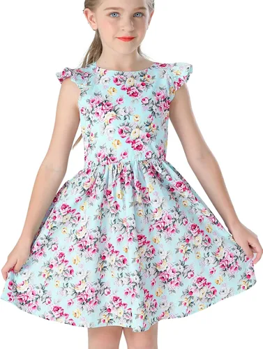 Miniatura 285 de Vestido de verano para niña, de algodón, con diseño floral