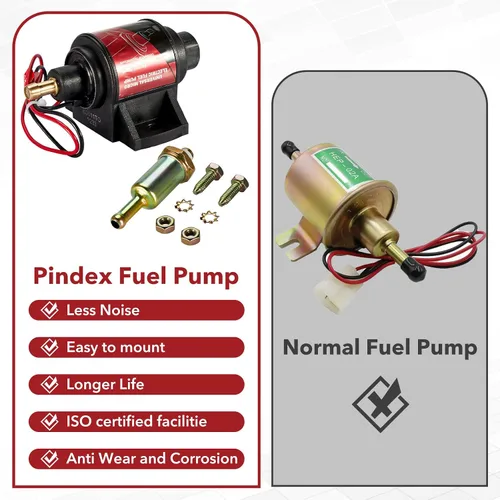 Miniatura 3 de Pindex Universal 12v 2-3.5psi Bomba de Combustible Eléctrica 28 GPH Gasolina Bomba de Transferencia de Combustible para 4V 6V Carburador Rojo 42S