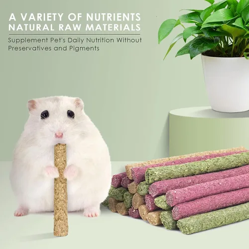 Miniatura 3 de ERKOON Timothy - Palitos de heno, juguetes masticables de conejo para dientes, palitos molares naturales, golosinas para conejitos, conejillos