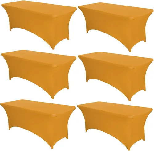 Miniatura 30 de PTC21B - Juego de 6 manteles elásticos de 6 pies, color negro, rectangular, ajustable, lavable, de elastano, para fiestas, bodas, cócteles