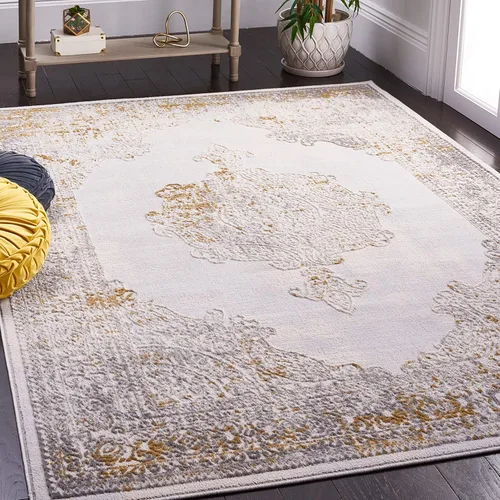 Safavieh Palma Collection PAM312A Shabby Chic Oriental - Alfombra de área no desprende pelusa, 4 pies 5 pulgadas x 6 pies 5 pulgadas, beige y gris