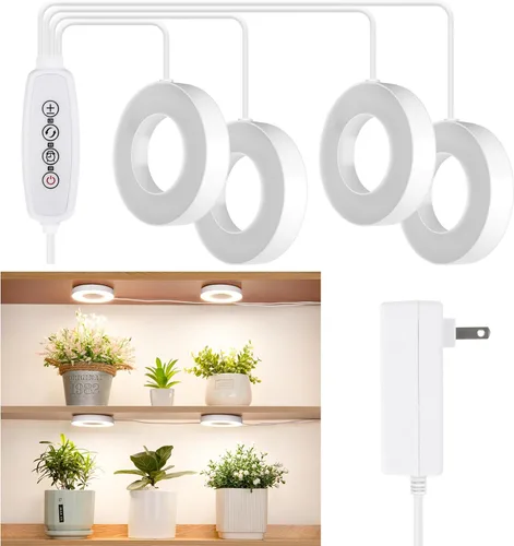 Miniatura 9 de LORDEM Luz de cultivo para plantas de interior, 48 luces LED de techo de espectro completo, lámpara de cultivo con cable de 5 V con interruptor