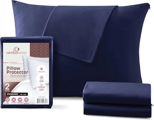 Miniatura 48 de CirclesHome Juego de 12 protectores de almohada estándar con cremallera, 100% algodón, transpirables, protegen las almohadas de la suciedad, el 1