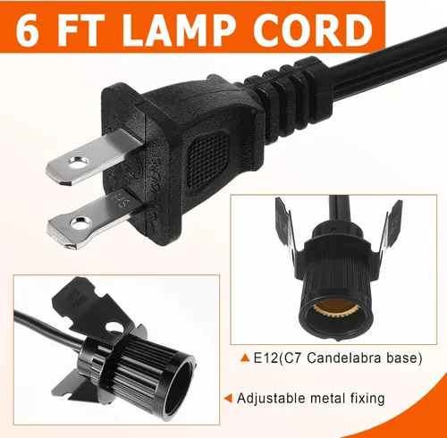 Miniatura 2 de Macarrie 2 Piezas Cables de Lámpara con Clip con Portalámparas E12 Cable de Repuesto de Lámpara Individual para Accesorios de Decoraciones de Pueblo
