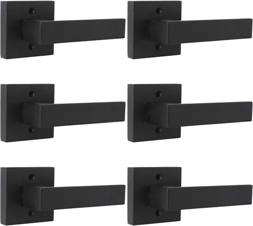 Miniatura 144 de Probrico Paquete de 4 manijas de puerta simuladas en negro mate, manijas interiores que no giran, manijas reversibles resistentes para interiores