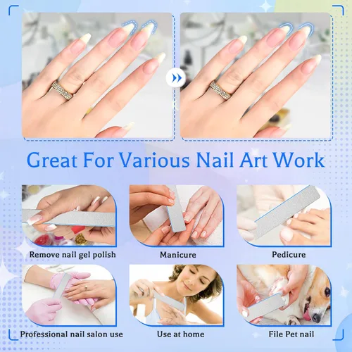 Miniatura 6 de Lima de uñas de grano 60/60 para uñas acrílicas, limas de uñas súper ásperas, tableros de esmeril para uñas artificiales, uñas postizas, lima