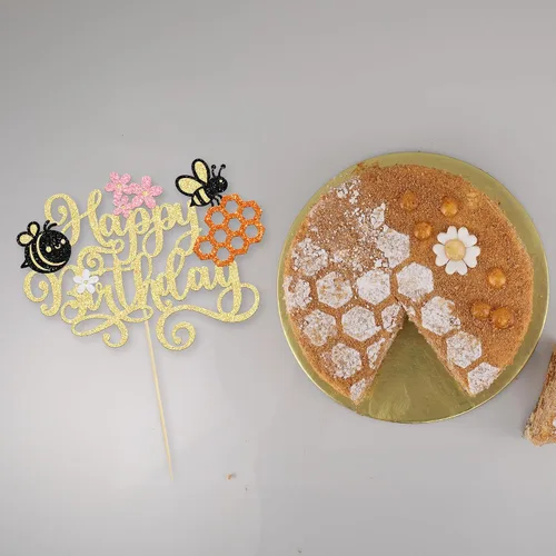 Miniatura 3 de 1 Paquete Decoración de Pastel Feliz Día de Abeja Decoración de Pastel de Cumpleaños de Abejorro para Tema de Abeja Baby Shower Niños Niñas Fiesta