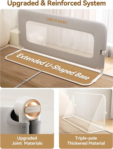 Miniatura 4 de Barandilla protectora para cama de bebé, riel de cama de 32 pulgadas de grosor para niños pequeños, barandillas laterales de seguridad extraaltas