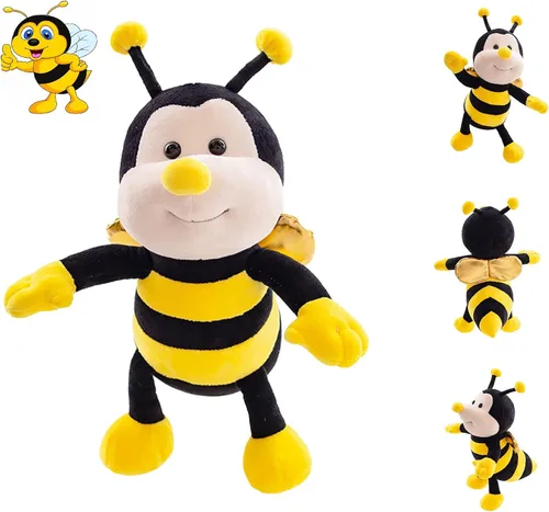 Lindos animales de peluche de abejorro súper suaves de abeja amarilla, peluches de abeja con alas de abeja de miel, juguete de animal para niños y