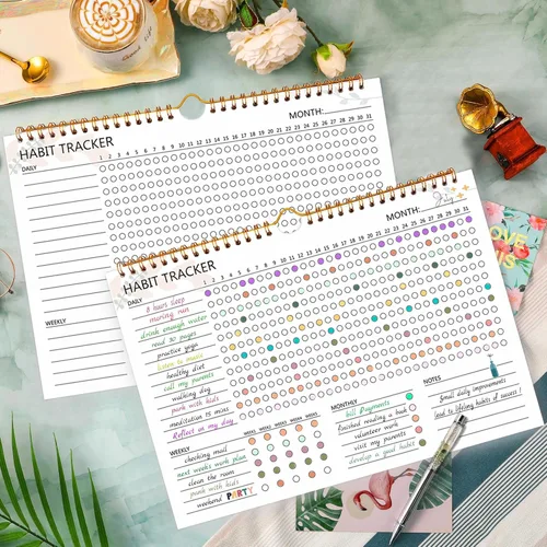 Miniatura 2 de Calendario de seguimiento de hábitos – 12 meses sin fecha, seguimiento diario de objetivos y hábitos, planificador de hábitos con encuadernación