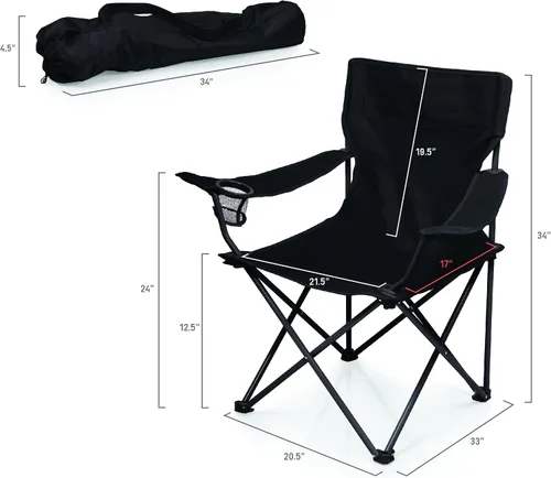 Miniatura 3 de Picnic TIME PTZ Silla de campamento, silla de picnic, silla de playa con bolsa de transporte Negro