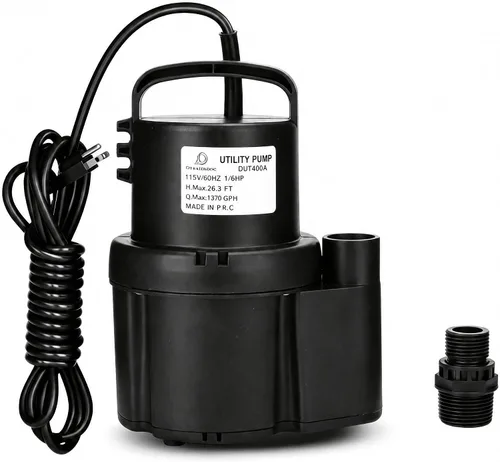 Miniatura 11 de D-HONOR - Bomba de sumidero, bomba de agua sumergible de 1/3 HP 1600 GPH, con interruptor de flotador, bomba automática para piscina, estanque