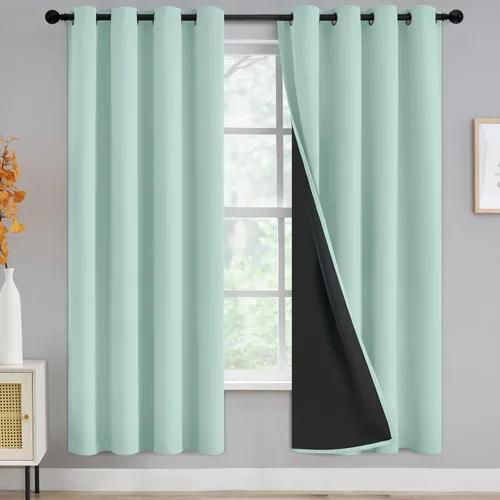 Miniatura 264 de Yakamok Cortinas negras, cortinas de ventana con aislamiento térmico y eficiencia energética para dormitorio, cortinas opacas completas y cortinas