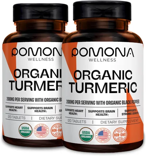 Miniatura 9 de Pomona Wellness Suplemento orgánico de cúrcuma de 2100 mg, USDA orgánico, sin OMG, vegano, curcumina de cúrcuma con pimienta negra para absorción