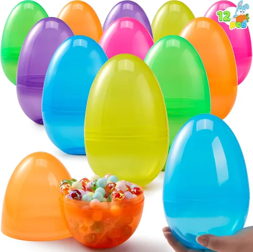 Miniatura 11 de JOYIN 6 huevos de Pascua de plástico jumbo de 7 pulgadas, colores sólidos brillantes, 6 colores surtidos, huevos vacíos para rellenar golosinas