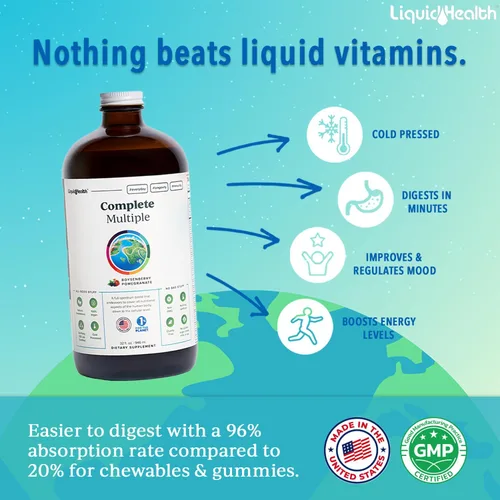 Miniatura 2 de LIQUIDHEALTH Multivitamínico Completo Líquido para Adultos - Vitaminas Esenciales, Minerales y Nutrientes, Apoyo Inmunológico, Salud Intestinal