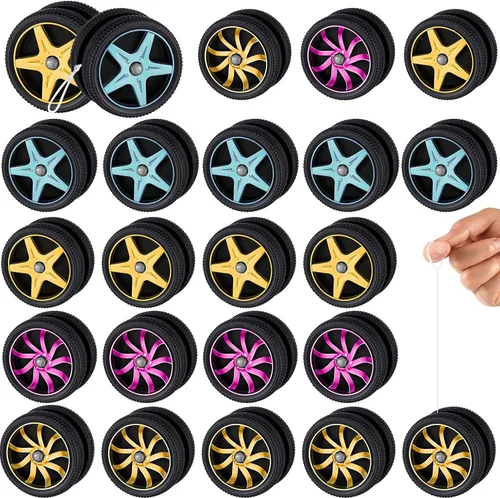 Silipull 24 piezas de yoyos de rueda para niños, mini yoyos de plástico, regalos de fiesta de carreras para principiantes, adultos, adolescentes,
