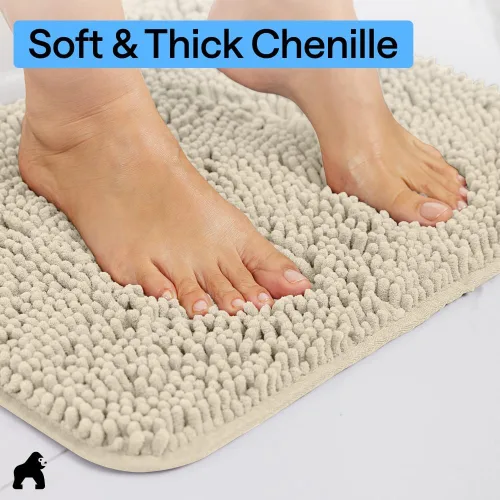 Miniatura 173 de Gorilla Grip - Tapete de baño de felpilla gruesa, suave y absorbente, secado rápido, de microfibra, con reverso de caucho, para piso de ducha, Nube
