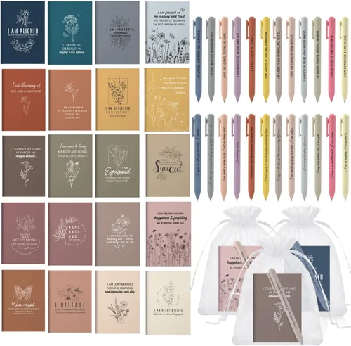 Miniatura 16 de Mooliwe Conjunto de Regalo de Afirmación Positiva de 24 Juegos/48 Piezas, Cuadernos de Gratitud con Bolígrafos, Bolsas Pequeñas, Blocs de Notas