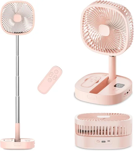 Miniatura 8 de Ventilador de pedestal oscilante portátil con Romote, 4 velocidades de rotación telescópica de 120°, ventiladores plegables plegables de pie, 7200