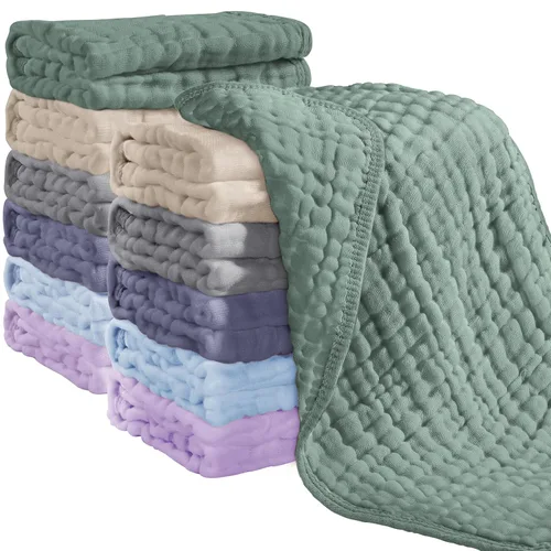 Miniatura 28 de Looxii - Paquete de 12 trapos de muselina para eructos, 100 % algodón, grandes, 20 x 10 pulgadas, extrasuaves y absorbentes, para bebés, niños