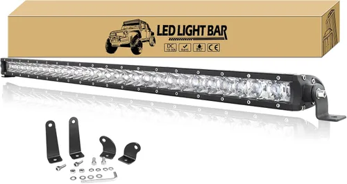 Miniatura 10 de Willpower Barra de luz LED de 19 pulgadas, 90 W, de una sola fila, foco delgado, luces LED todoterreno, luces de trabajo antiniebla para camiones