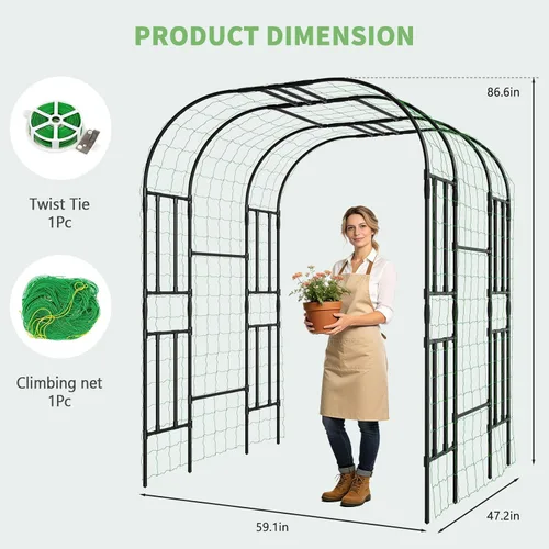 Miniatura 7 de DoCred Enrejado de arco de jardín grande para plantas trepadoras, 87 pulgadas de alto, soporte de metal para plantas, arco para trepar vides