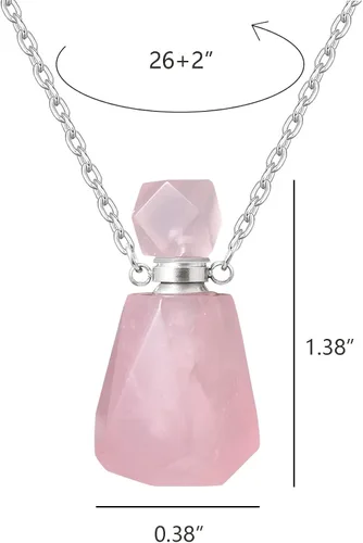 Miniatura 61 de Perfume Bottle Necklace Heart Shape, Amethyst Necklace Healing Crystal for Women, Essential Oil Diffuser Bottle Necklace Jewelry for Liquid