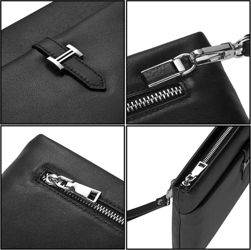 Miniatura 4 de Balidiya Bolso de mano de cuero genuino para hombre, bolso de muñeca, bolso grande de negocios, bolsa de sobre