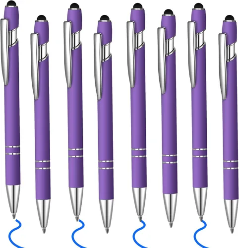 Miniatura 22 de 8 piezas de bolígrafo de tinta azul con punta de lápiz capacitivo 2 en 1 bolígrafo de metal con lápiz capacitivo para pantallas táctiles