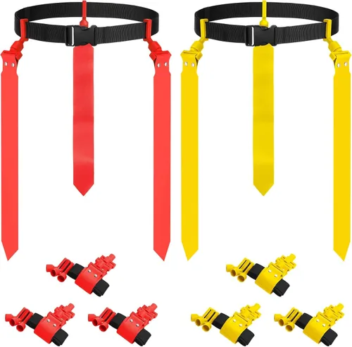 Miniatura 21 de Junkin 6/10 jugadores bandera fútbol conjuntos ajustables cinturones de fútbol y banderas para jóvenes, adolescentes, niños, adultos, jugadores