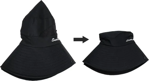 Miniatura 23 de Sombrero de sol de verano para mujer, cola de caballo – Protección UV de malla de ala ancha plegable con agujero para cola de caballo
