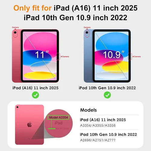 Miniatura 2 de DTTO Funda para iPad (A16) 11ª Generación de 11 Pulgadas 2025, Funda para iPad 10ª Generación de 10.9 Pulgadas 2022, Funda de Soporte Folio de Blanco