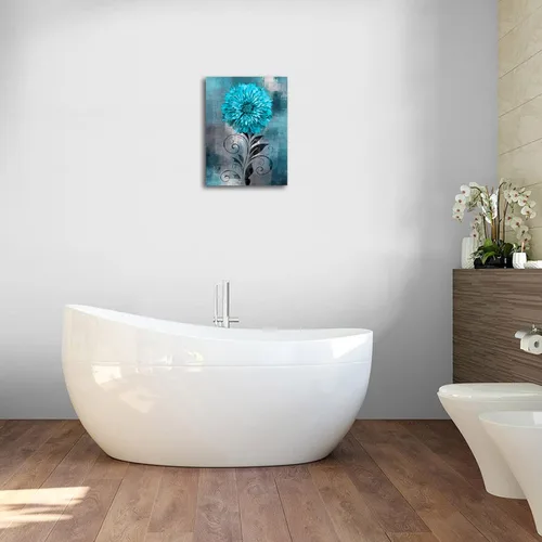 Miniatura 5 de NINEASO Arte de pared con flores abstractas, cuadros de lienzo de flores rústicas para dormitorio, baño, decoración de pared, impresiones modernas