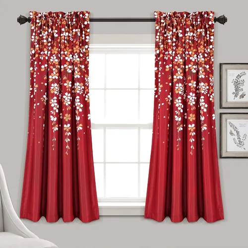 Miniatura 38 de Lush Decor Cenefa para ventana con filtro de luz, colección Weeping Flower, juego de cortinas, un par, 52" de ancho x 95" de largo + 2" de cabecera