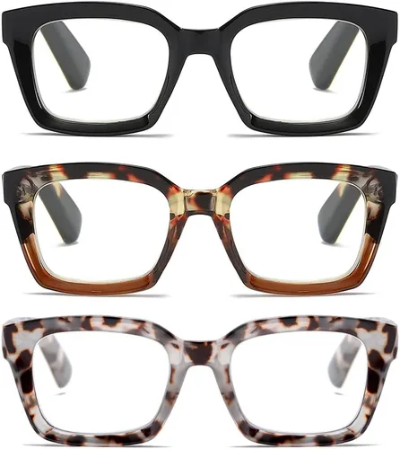 Miniatura 15 de Lentes de lectura cuadrados de estilo moderno con bisagra de resorte, bloqueo de luz azul para hombres y mujeres